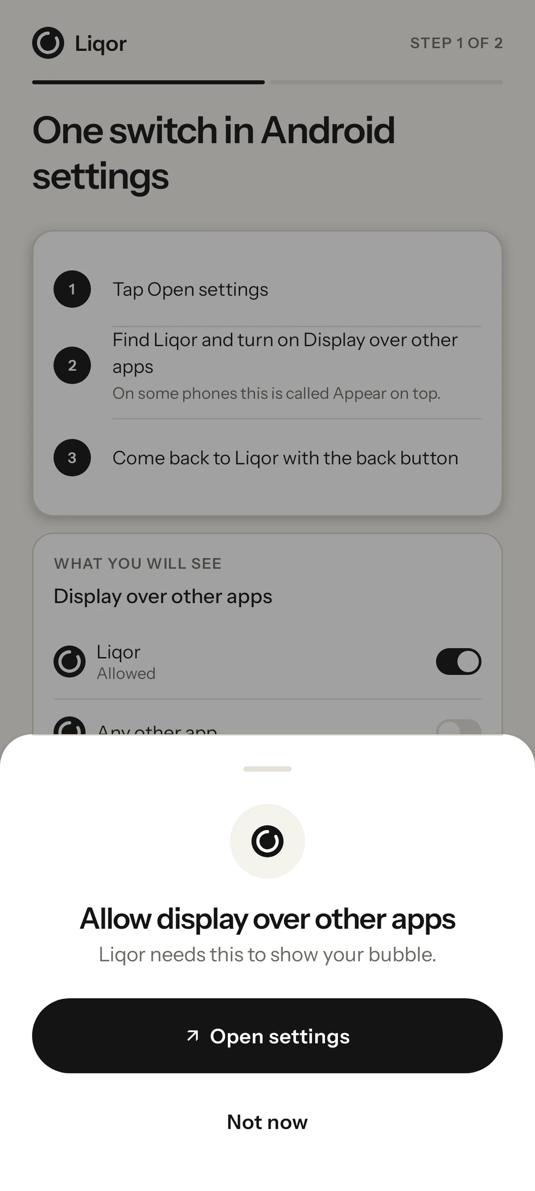 Overlay permission steps